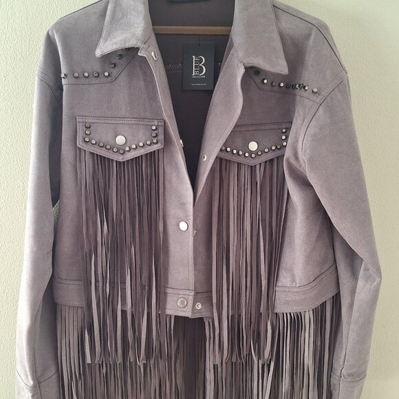 Western Fringed Cropped Jacket by Blue B NWT Women's Size LARGE - Picture 2 of 6